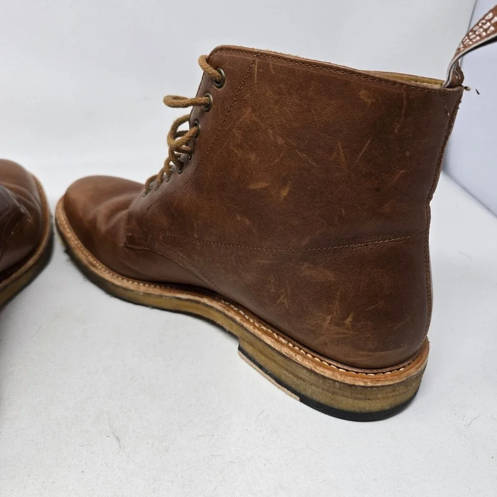 RM Williams Lace Up Boots Mens 11 Brown‎ Leather Rickaby Crepe Sole Outback